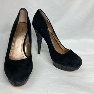 BCBG/BCBGeneration Black Suede and Sequin Heels, size 9.5